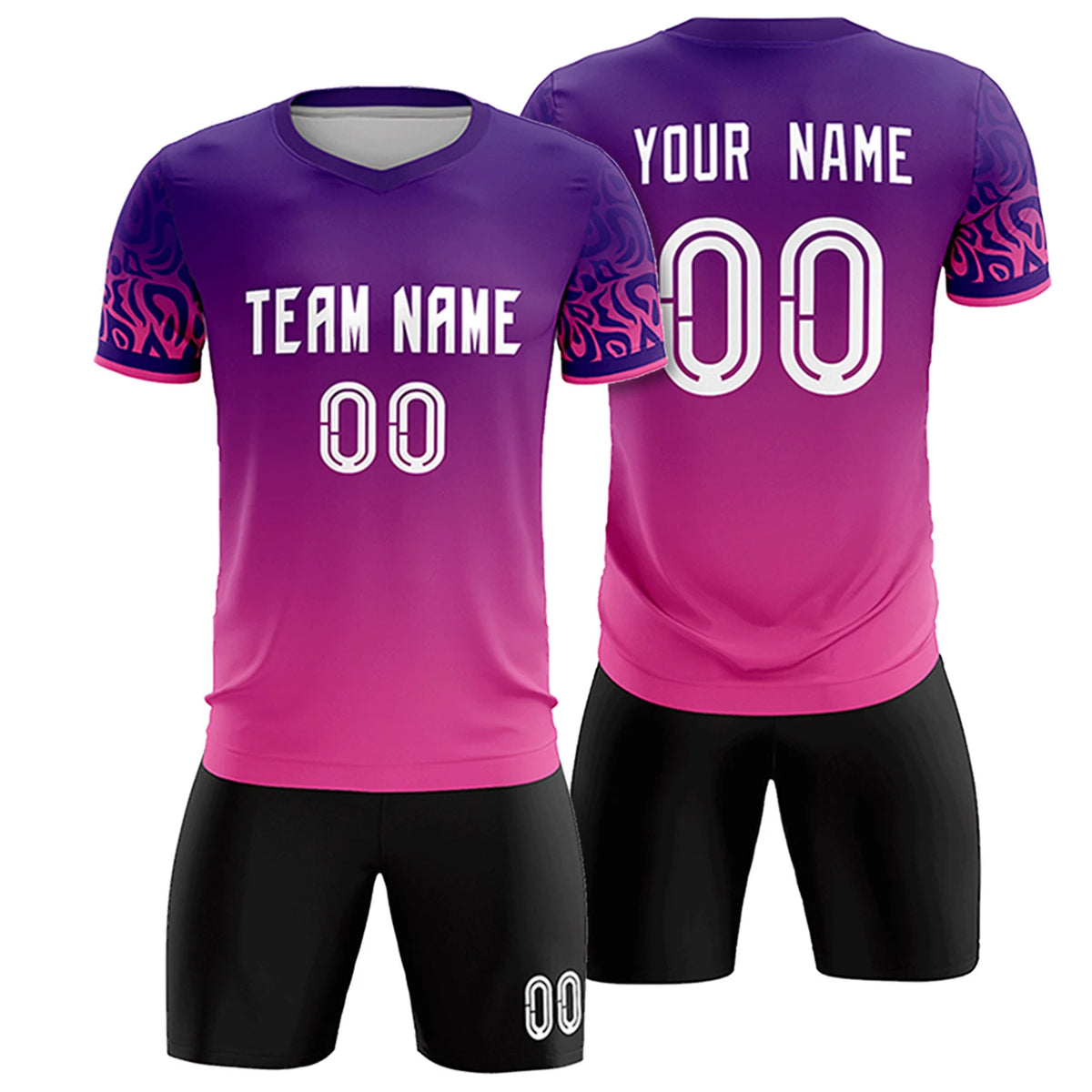 Custom Purple Pink Casual Printing Sportswear Soccer Sets Jersey