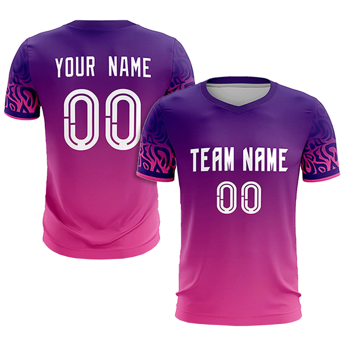 Custom Purple Pink Casual Printing Sportswear Soccer Sets Jersey