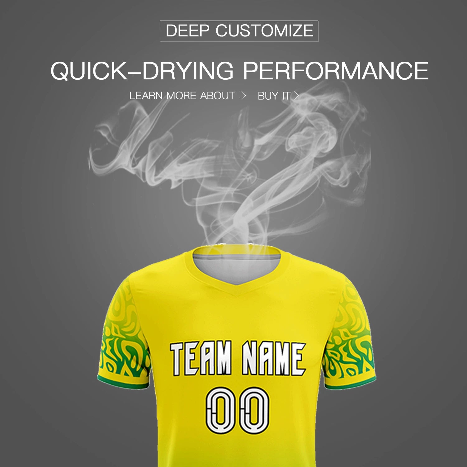 Custom Gold01 Kelly Green Casual Printing Sportswear Soccer Sets Jersey