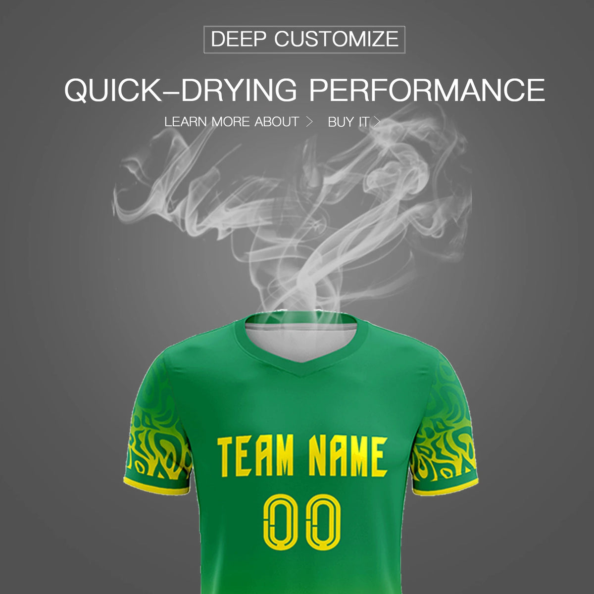 Custom Kelly Green Gold01 Casual Printing Sportswear Soccer Sets Jersey
