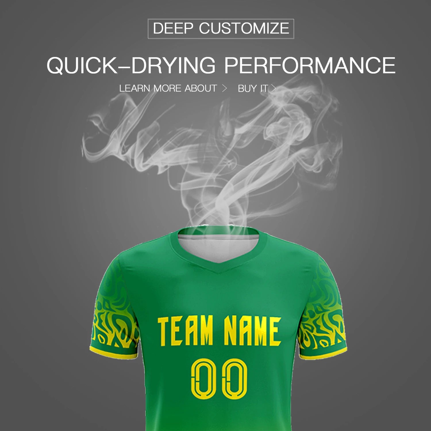 Custom Kelly Green Gold01 Casual Printing Sportswear Soccer Sets Jersey