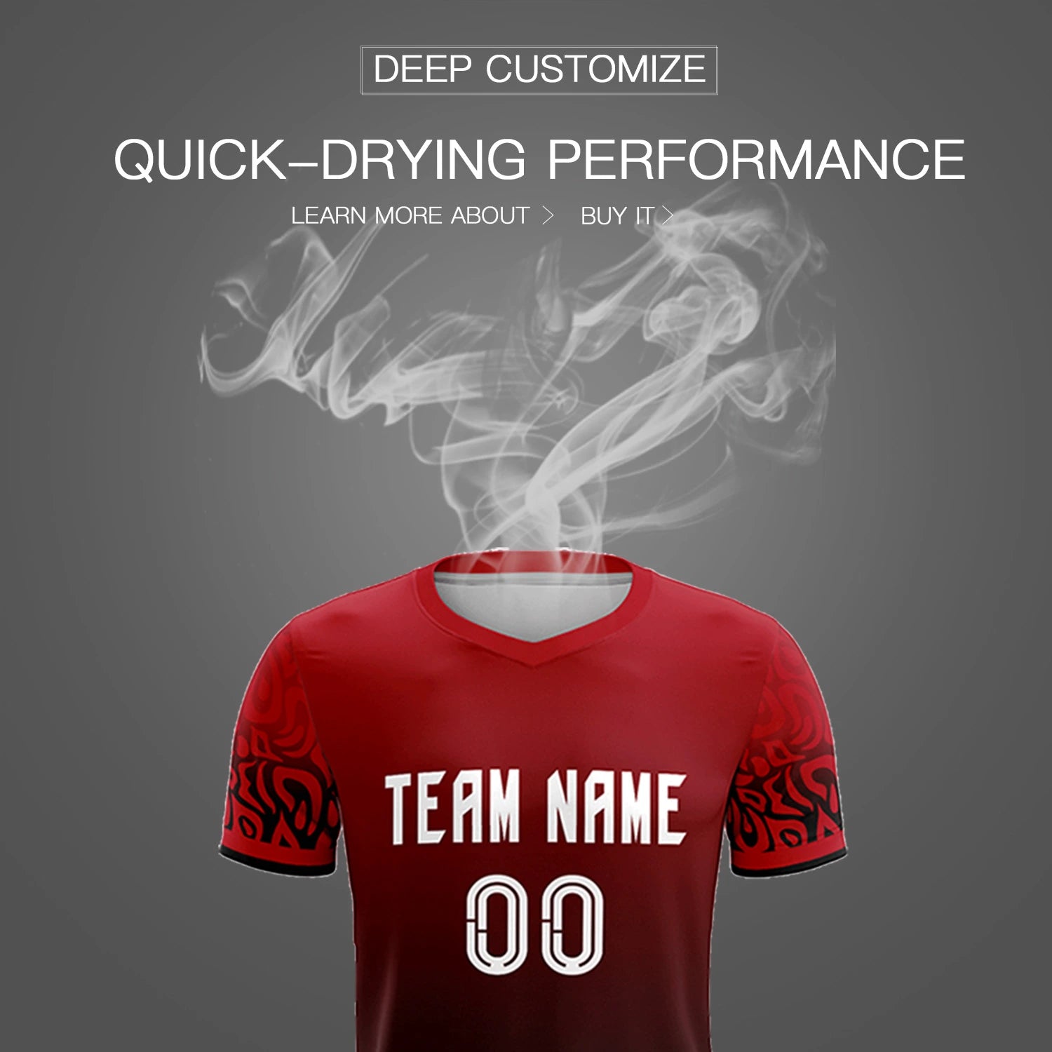 Custom Red Black Casual Printing Sportswear Soccer Sets Jersey