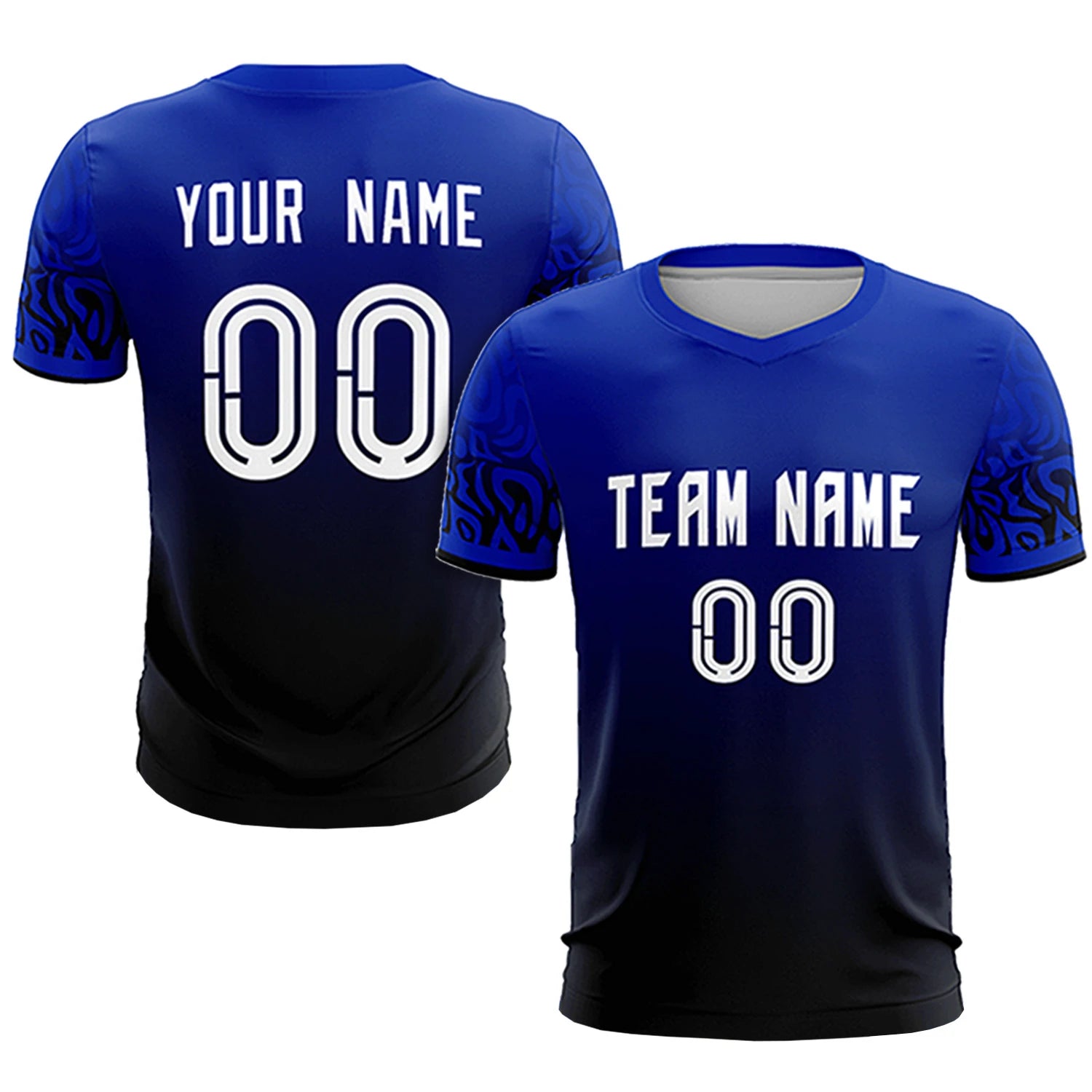 Custom Royal Blue Black Casual Printing Sportswear Soccer Sets Jersey