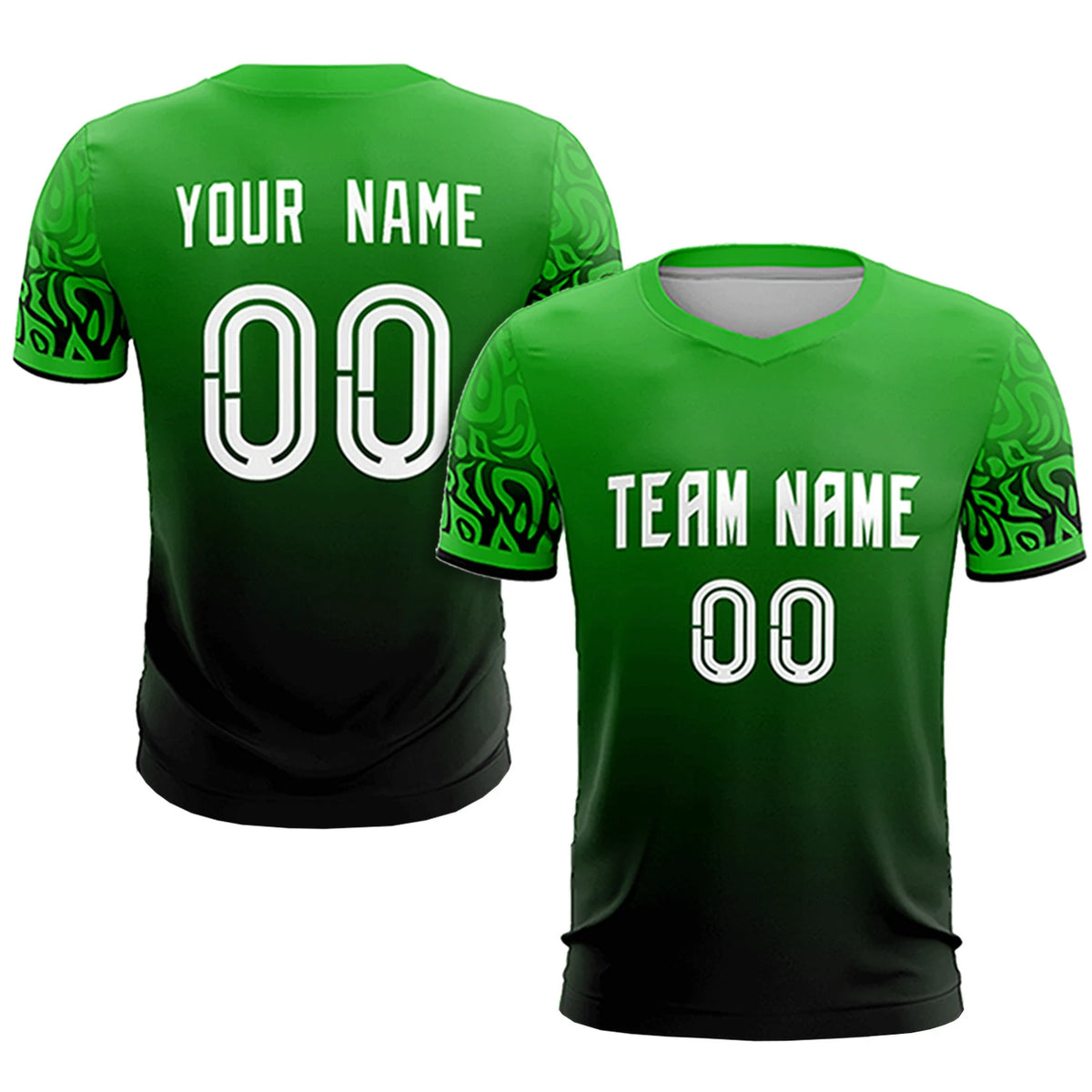 Custom Kelly Green Black Casual Printing Sportswear Soccer Sets Jersey