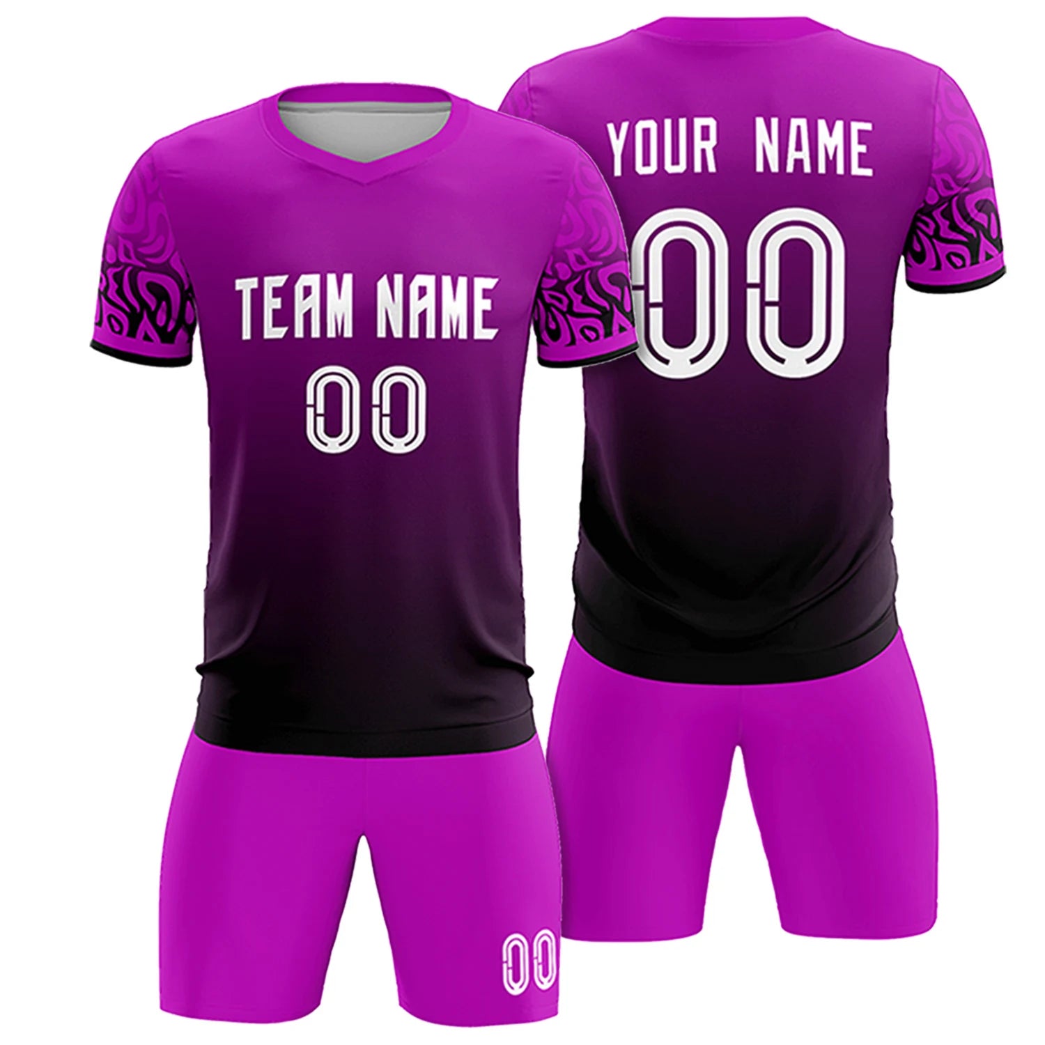 Custom Pink Black Casual Printing Sportswear Soccer Sets Jersey