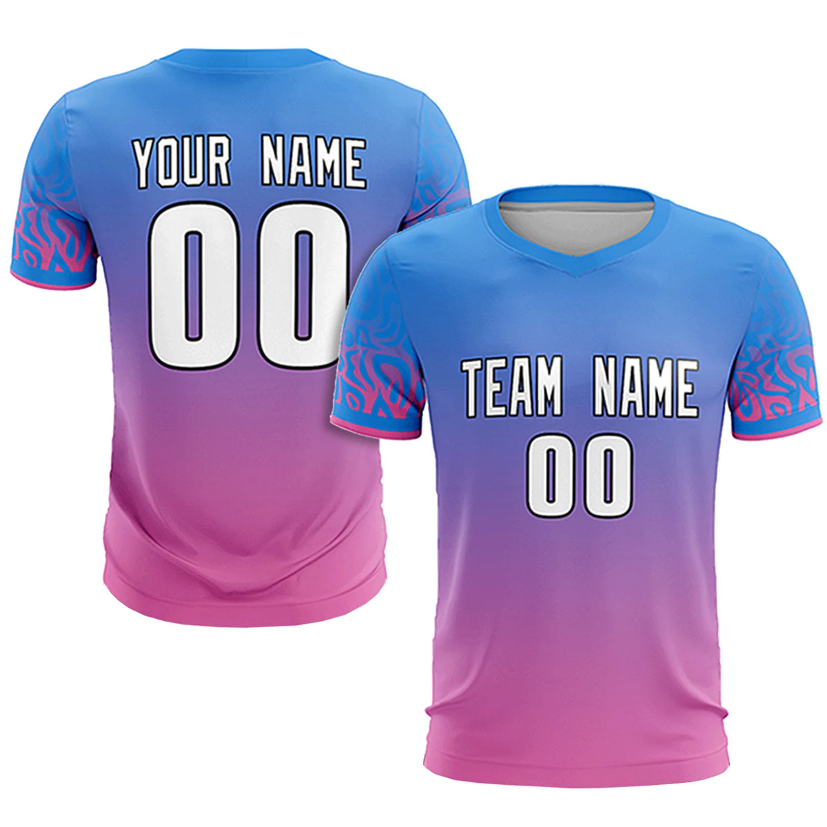 Custom Powder Blue Pink Casual Printing Sportswear Soccer Sets Jersey