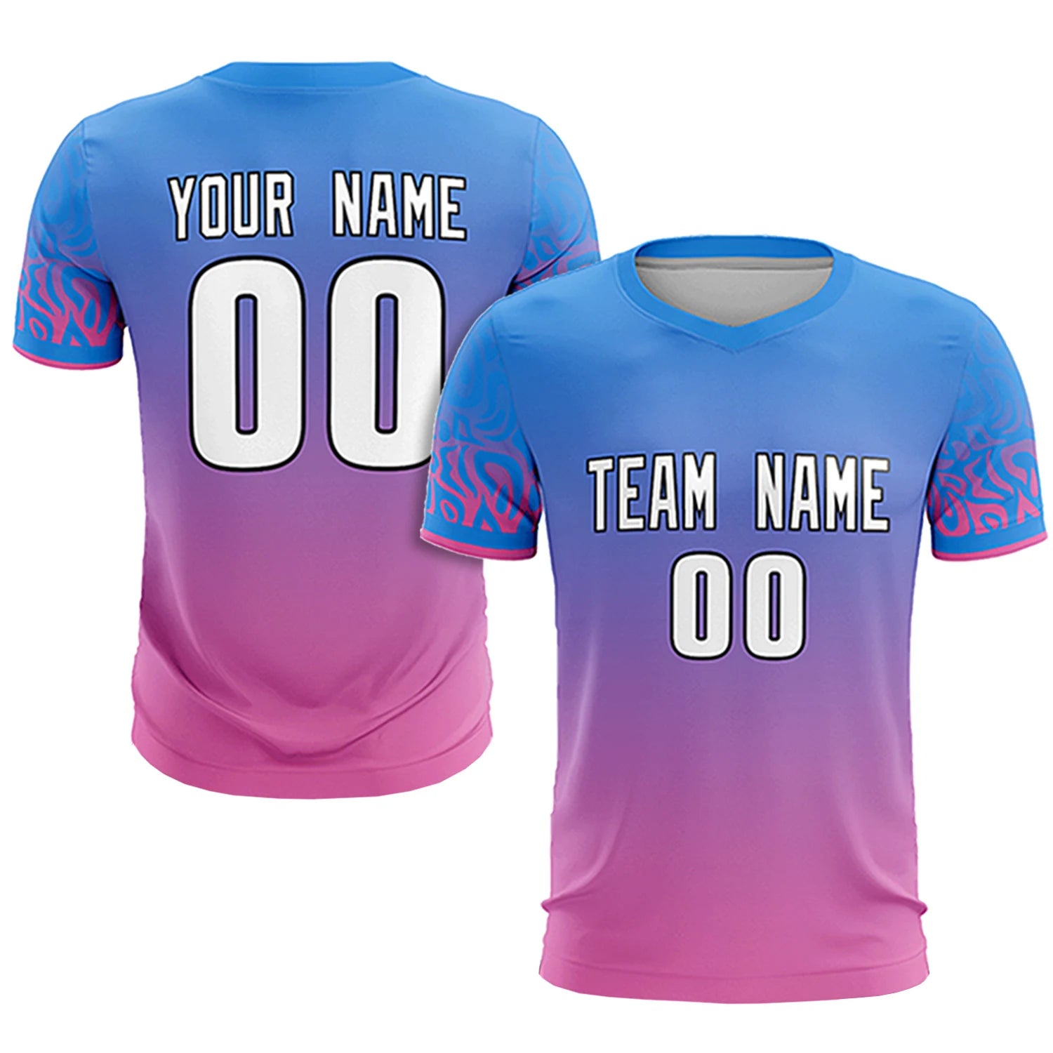 Custom Powder Blue Pink Casual Printing Sportswear Soccer Sets Jersey