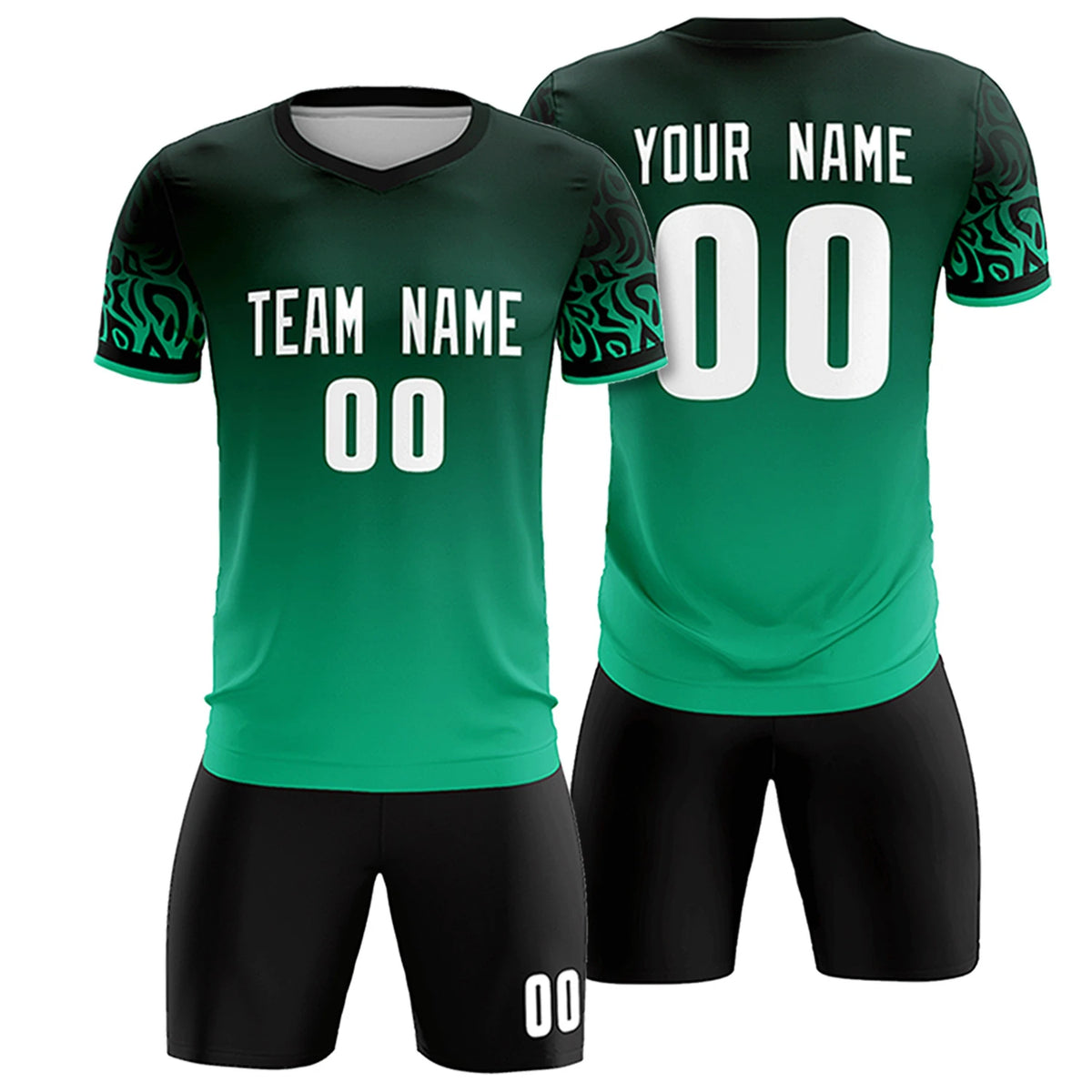 Custom Green Kelly Green Casual Printing Sportswear Soccer Sets Jersey