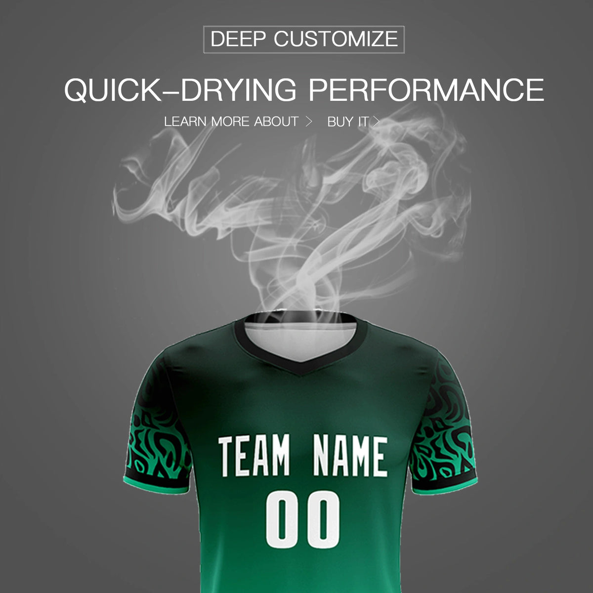 Custom Green Kelly Green Casual Printing Sportswear Soccer Sets Jersey