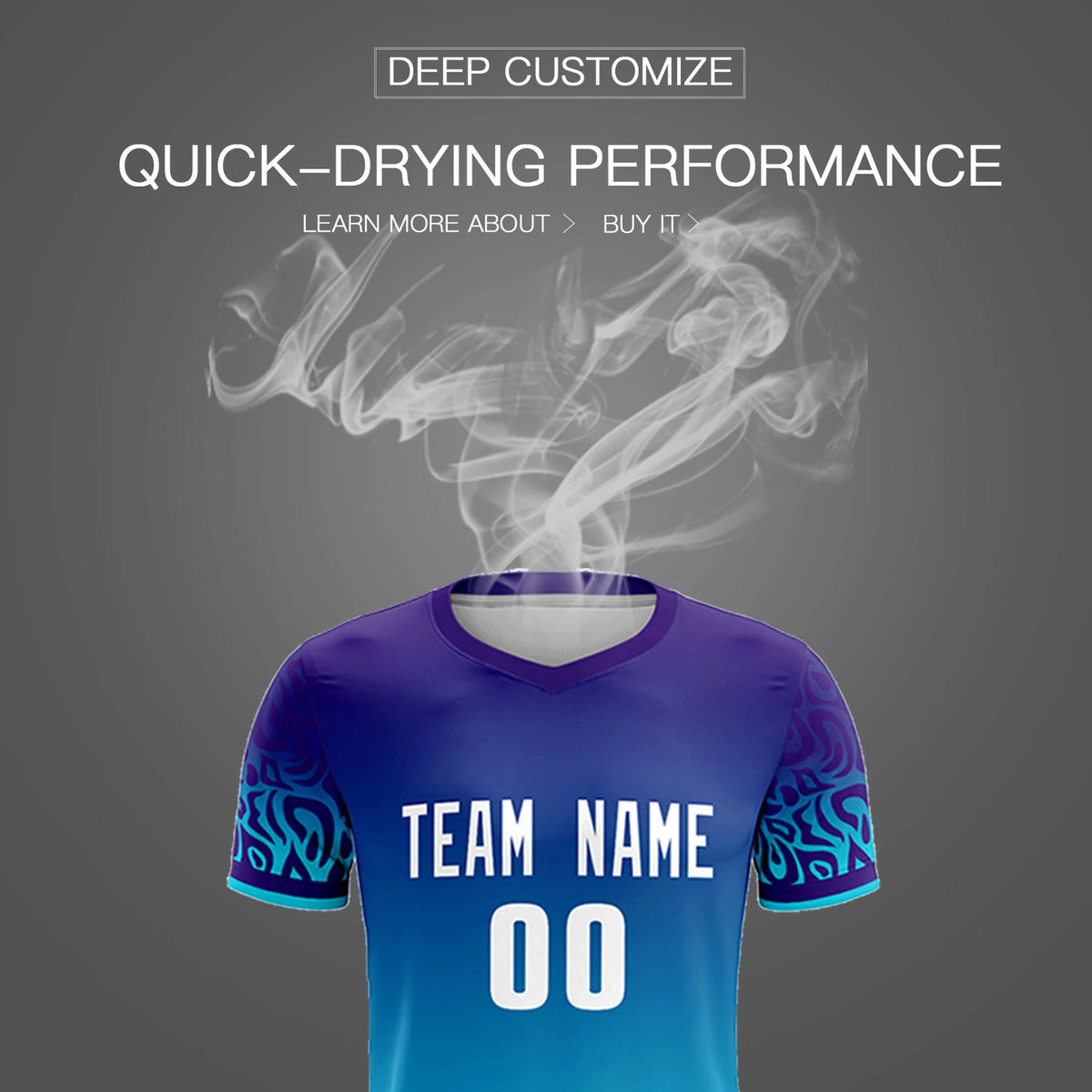 Custom Purple Powder Blue Casual Printing Sportswear Soccer Sets Jersey