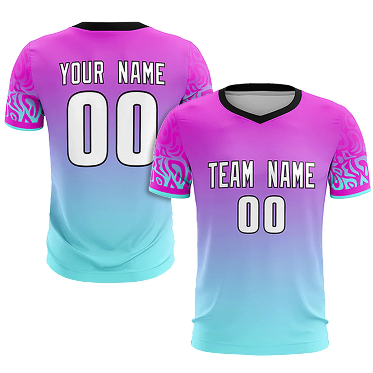 Custom Pink Blue Casual Printing Sportswear Soccer Sets Jersey