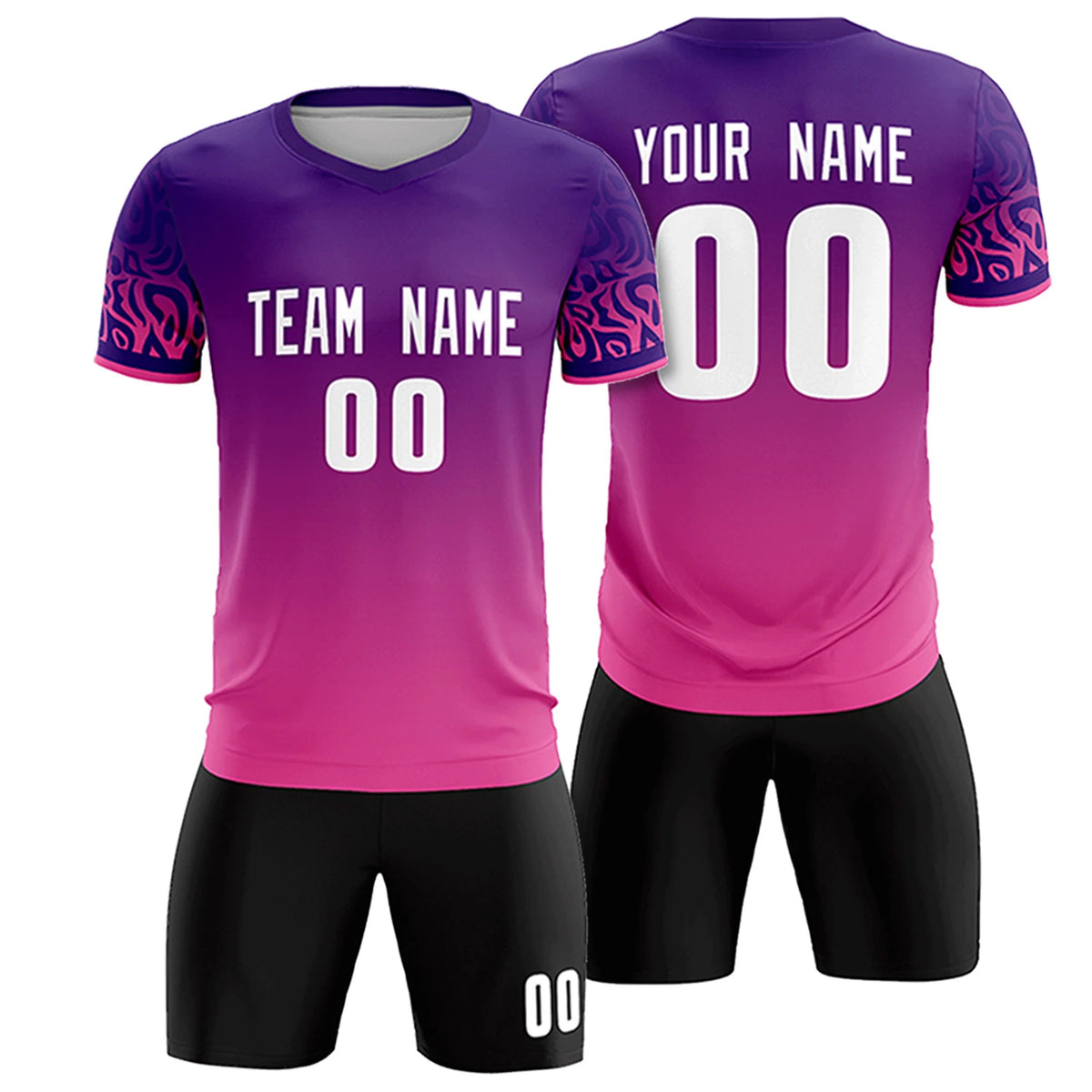 Custom Purple Pink Casual Printing Sportswear Soccer Sets Jersey