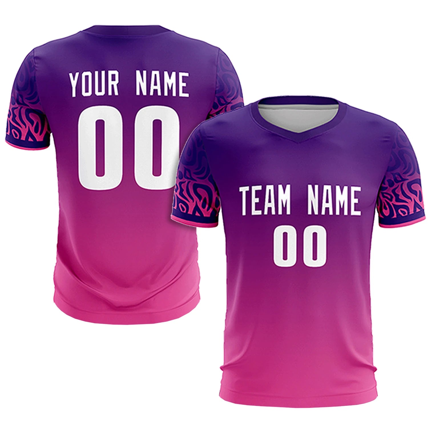 Custom Purple Pink Casual Printing Sportswear Soccer Sets Jersey