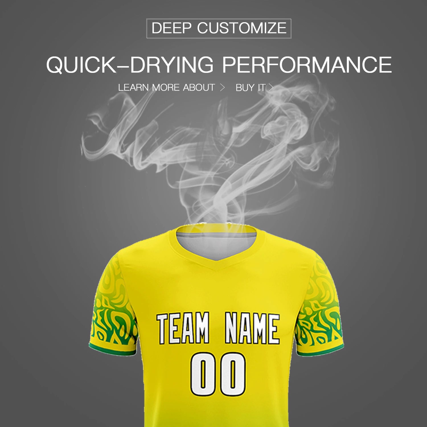 Custom Gold01 Kelly Green Casual Printing Sportswear Soccer Sets Jersey