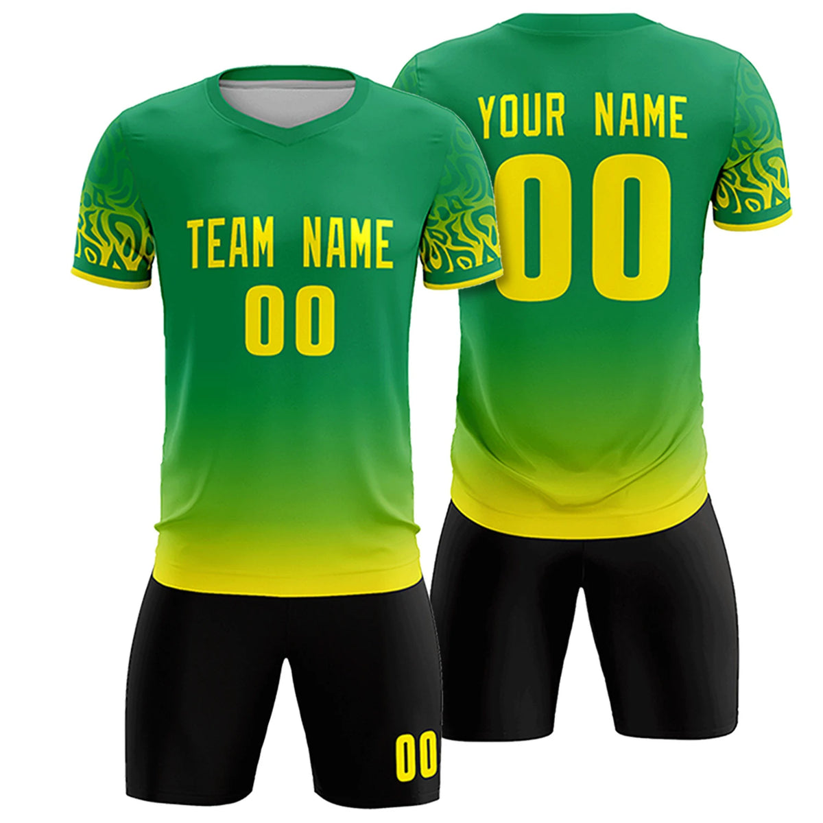 Custom Kelly Green Gold01 Casual Printing Sportswear Soccer Sets Jersey