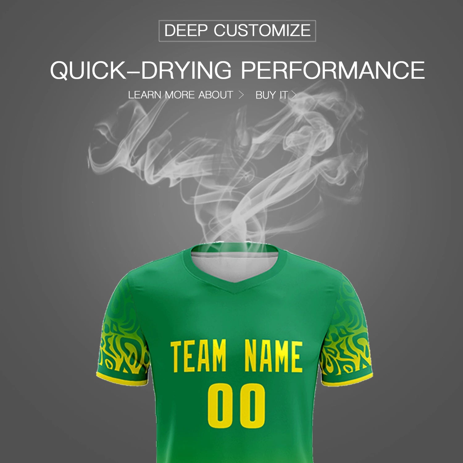 Custom Kelly Green Gold01 Casual Printing Sportswear Soccer Sets Jersey