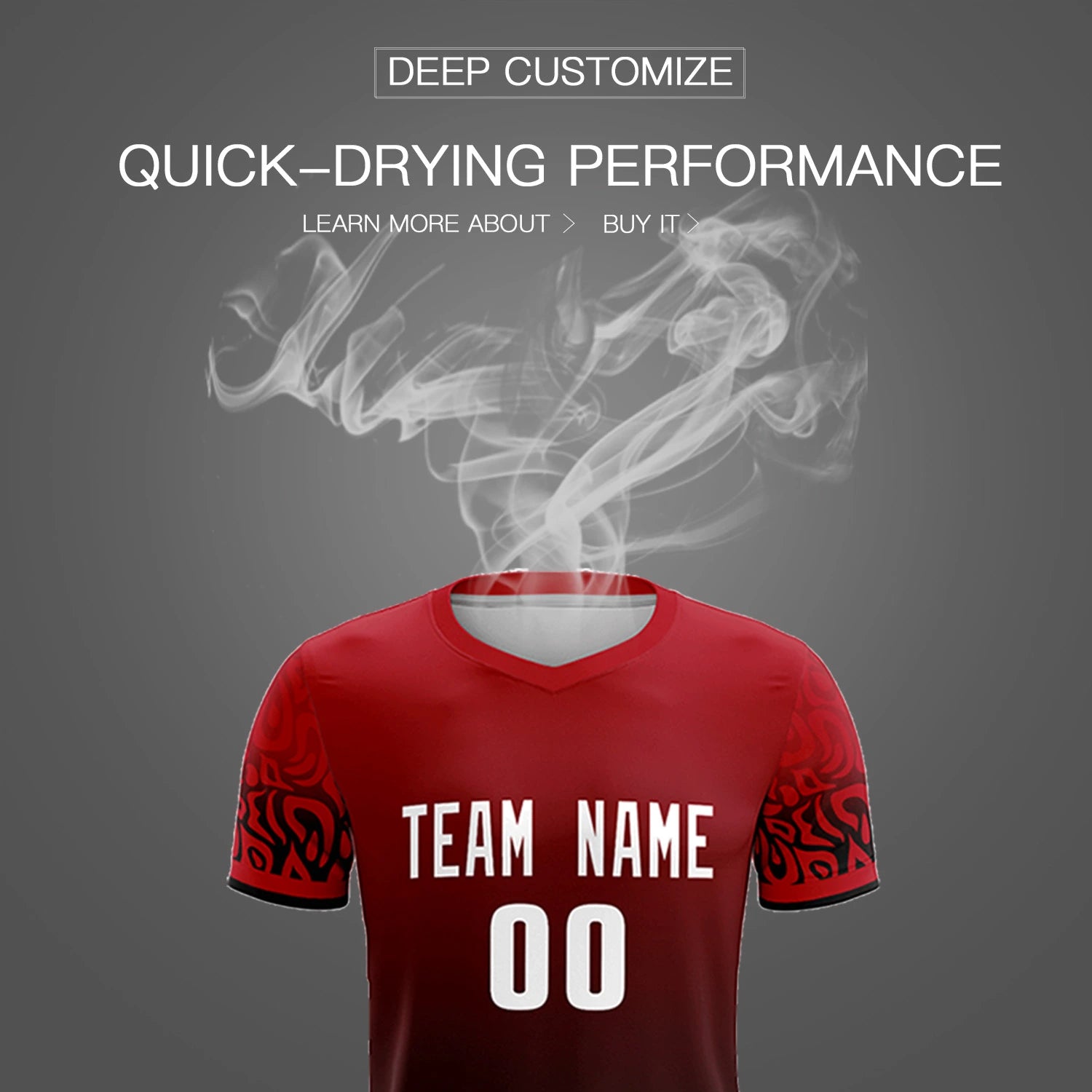 Custom Red Black Casual Printing Sportswear Soccer Sets Jersey