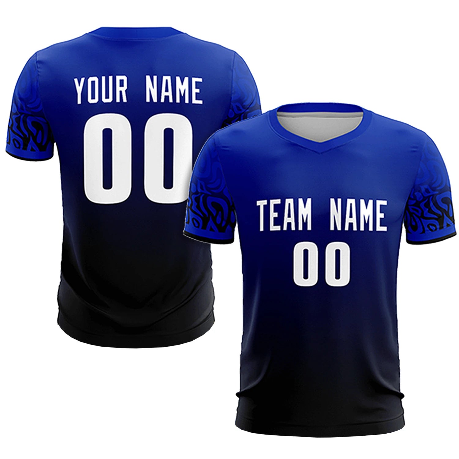 Custom Royal Blue Black Casual Printing Sportswear Soccer Sets Jersey