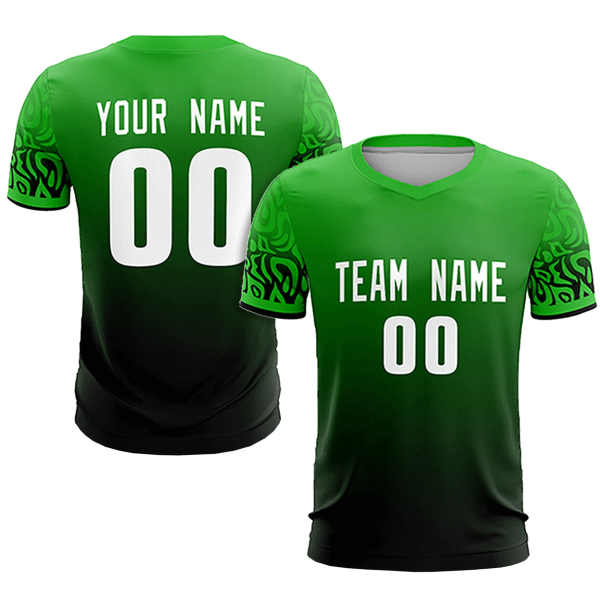 Custom Kelly Green Black Casual Printing Sportswear Soccer Sets Jersey