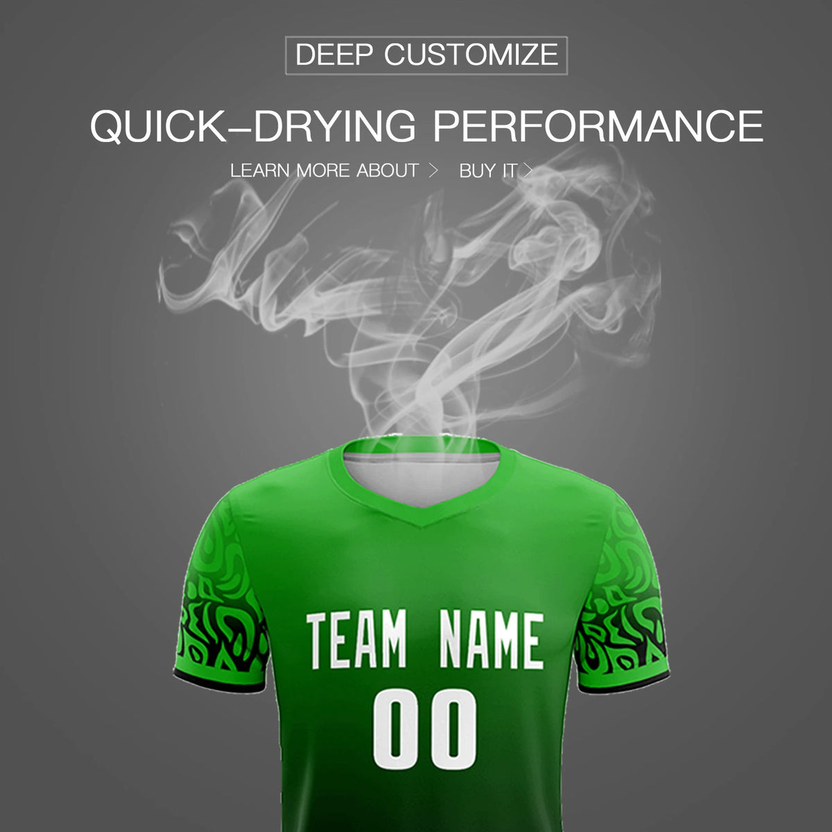 Custom Kelly Green Black Casual Printing Sportswear Soccer Sets Jersey