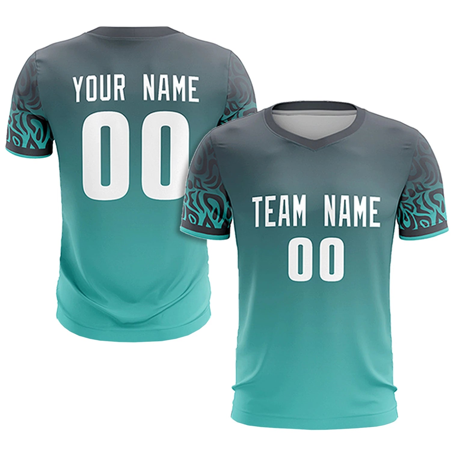 Custom Gray Bright Green Casual Printing Sportswear Soccer Sets Jersey