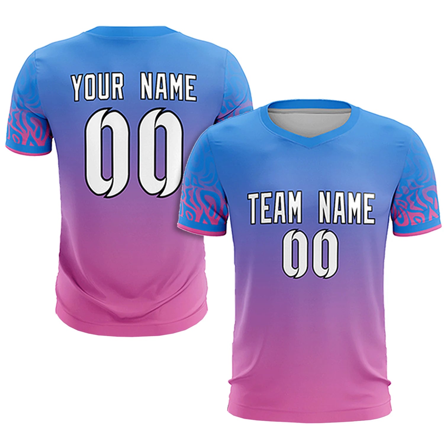 Custom Powder Blue Pink Casual Printing Sportswear Soccer Sets Jersey