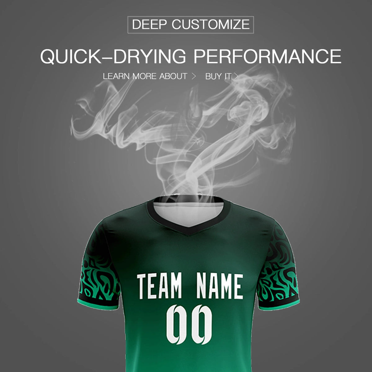 Custom Green Kelly Green Casual Printing Sportswear Soccer Sets Jersey