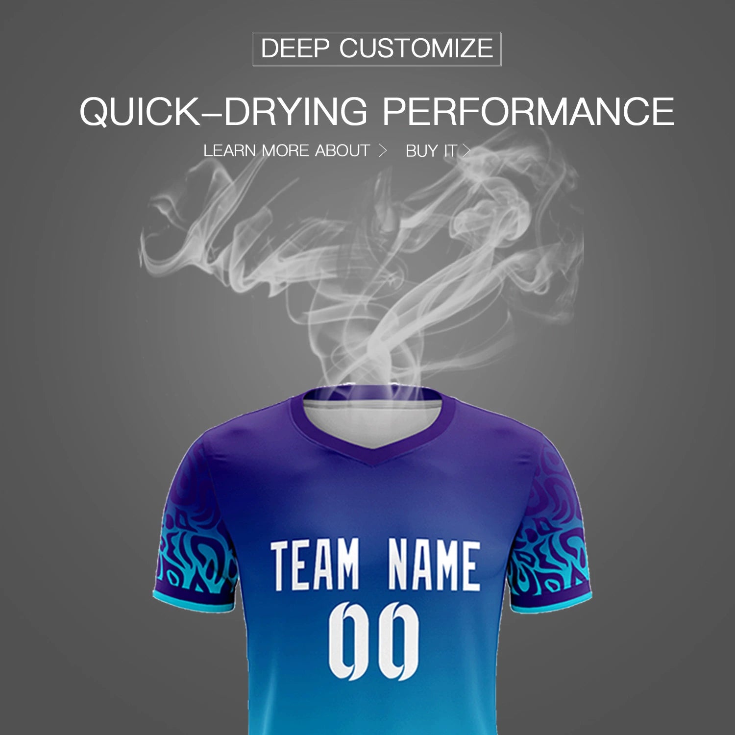 Custom Purple Powder Blue Casual Printing Sportswear Soccer Sets Jersey