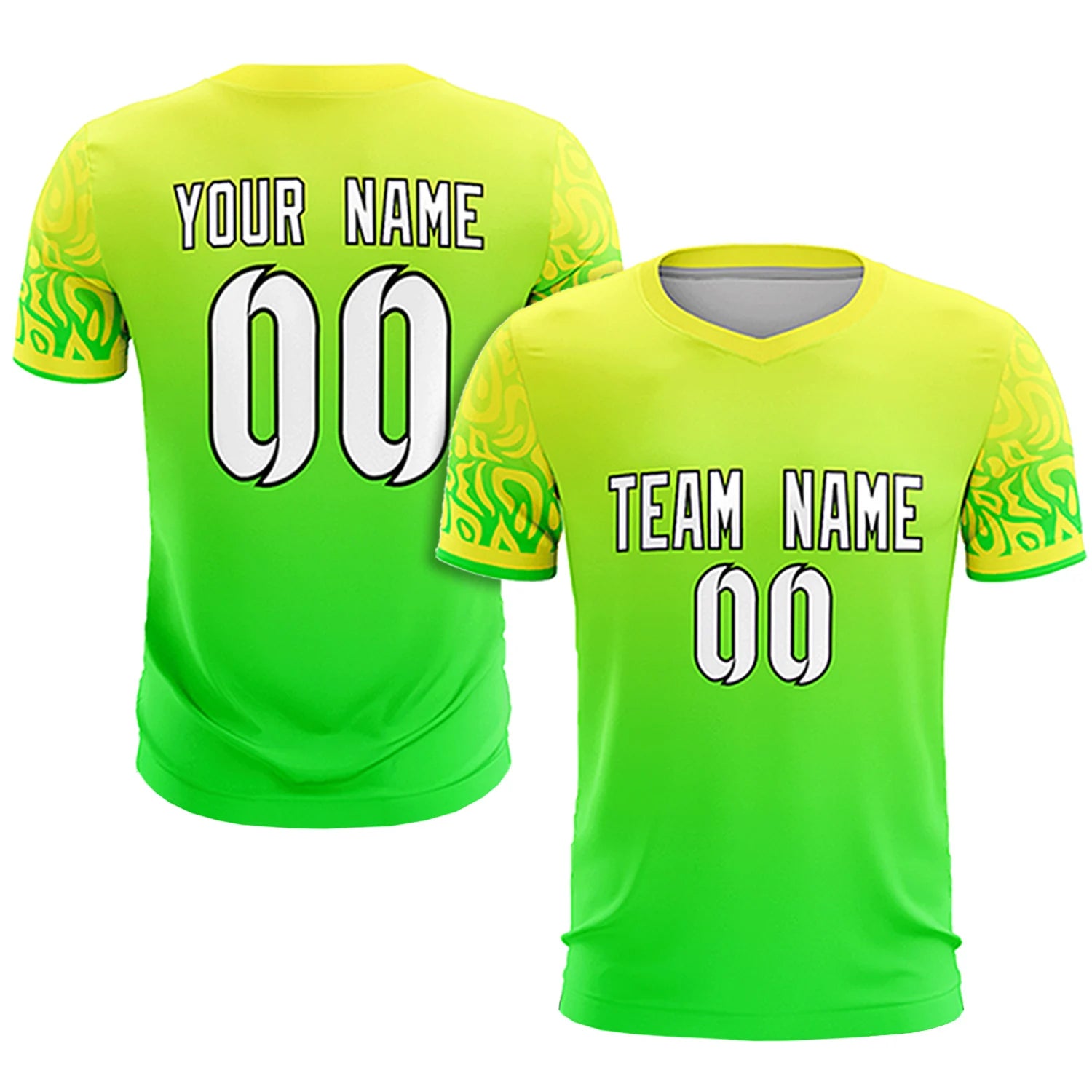 Custom Fluorescent Green Neon Green Casual Printing Sportswear Soccer Sets Jersey