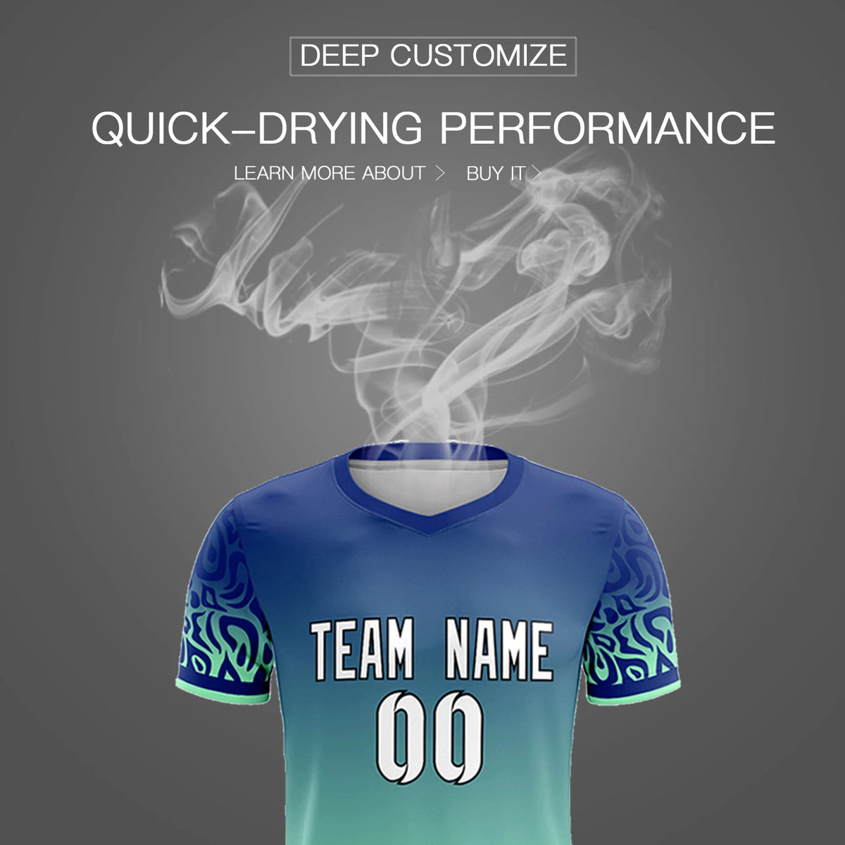 Custom Royal Blue Green Casual Printing Sportswear Soccer Sets Jersey