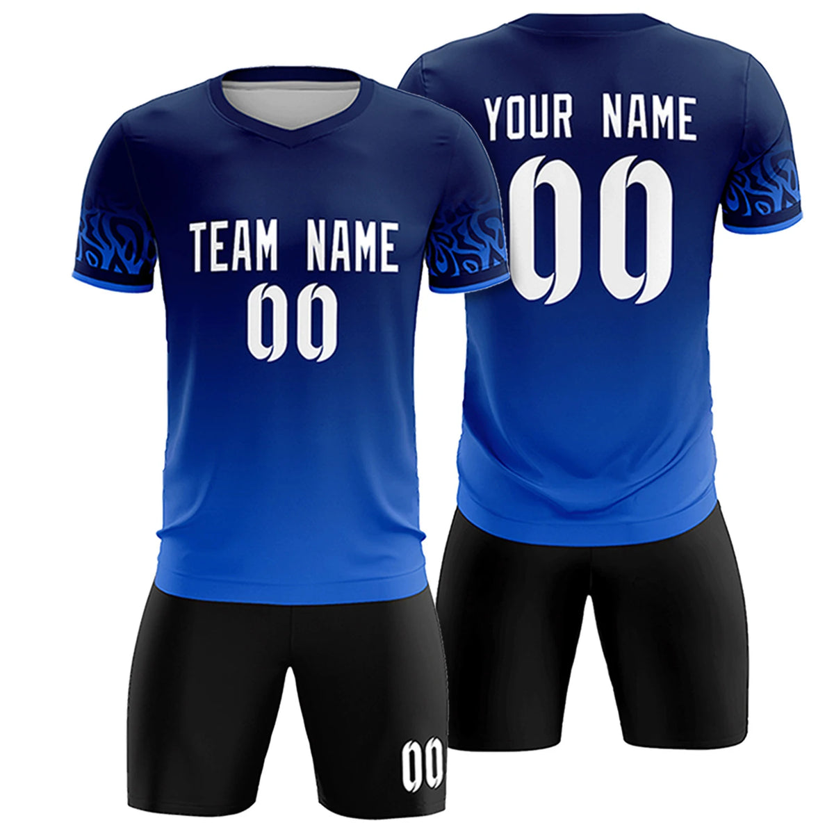 Custom Navy Royal Blue Casual Printing Sportswear Soccer Sets Jersey