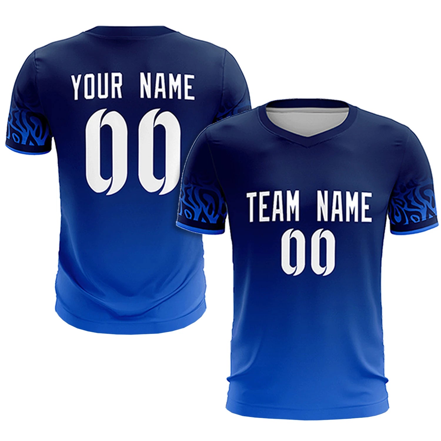 Custom Navy Royal Blue Casual Printing Sportswear Soccer Sets Jersey