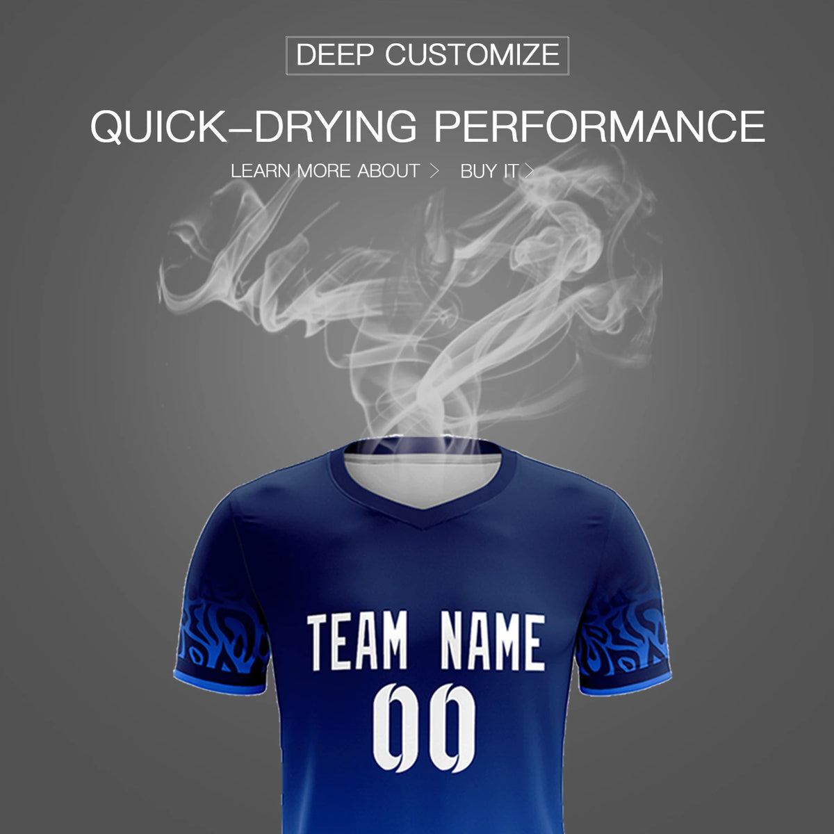 Custom Navy Royal Blue Casual Printing Sportswear Soccer Sets Jersey