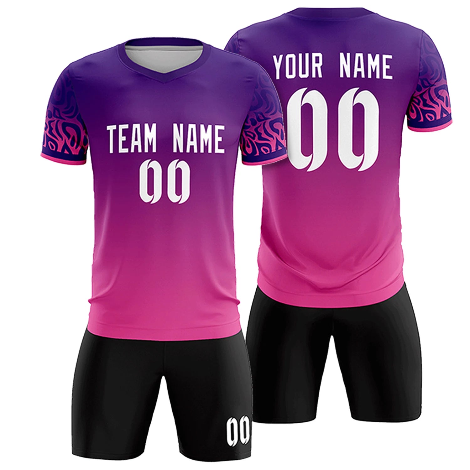 Custom Purple Pink Casual Printing Sportswear Soccer Sets Jersey
