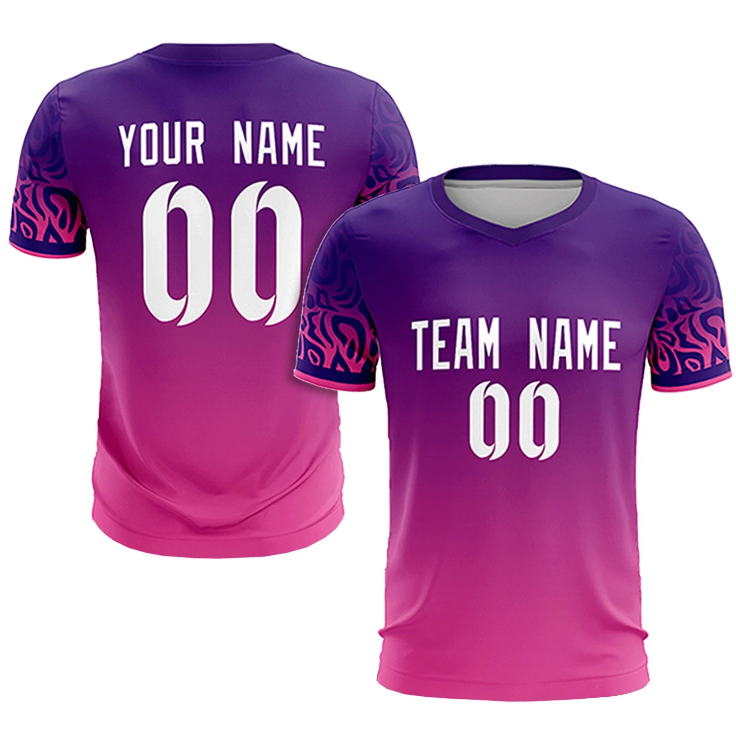 Custom Purple Pink Casual Printing Sportswear Soccer Sets Jersey