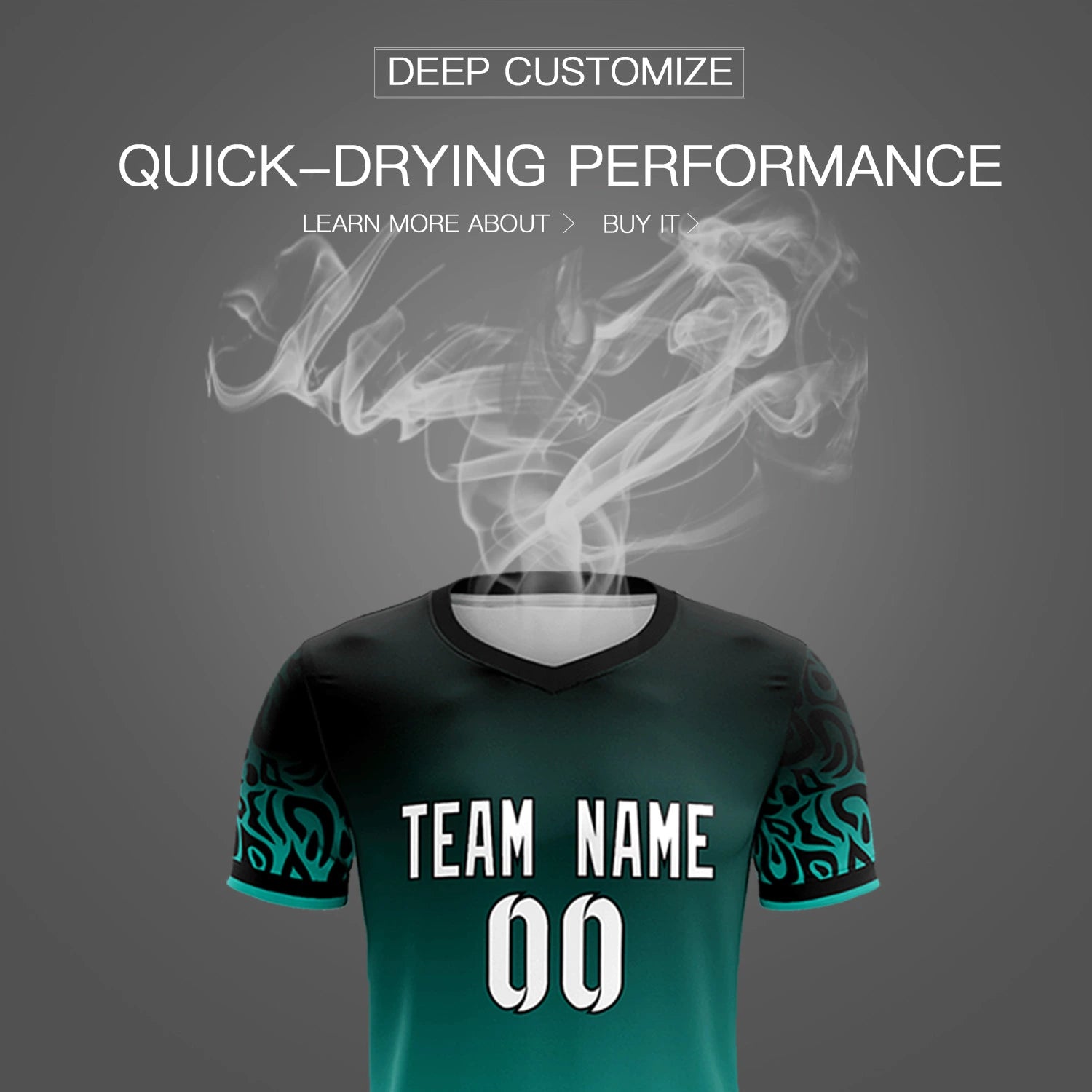 Custom Black Aqua Casual Printing Sportswear Soccer Sets Jersey