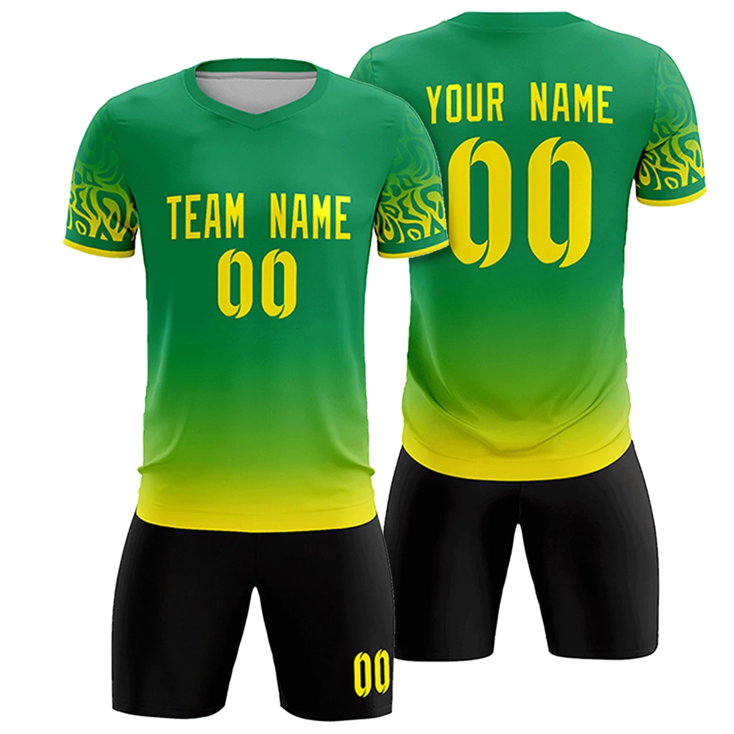 Custom Kelly Green Gold01 Casual Printing Sportswear Soccer Sets Jersey