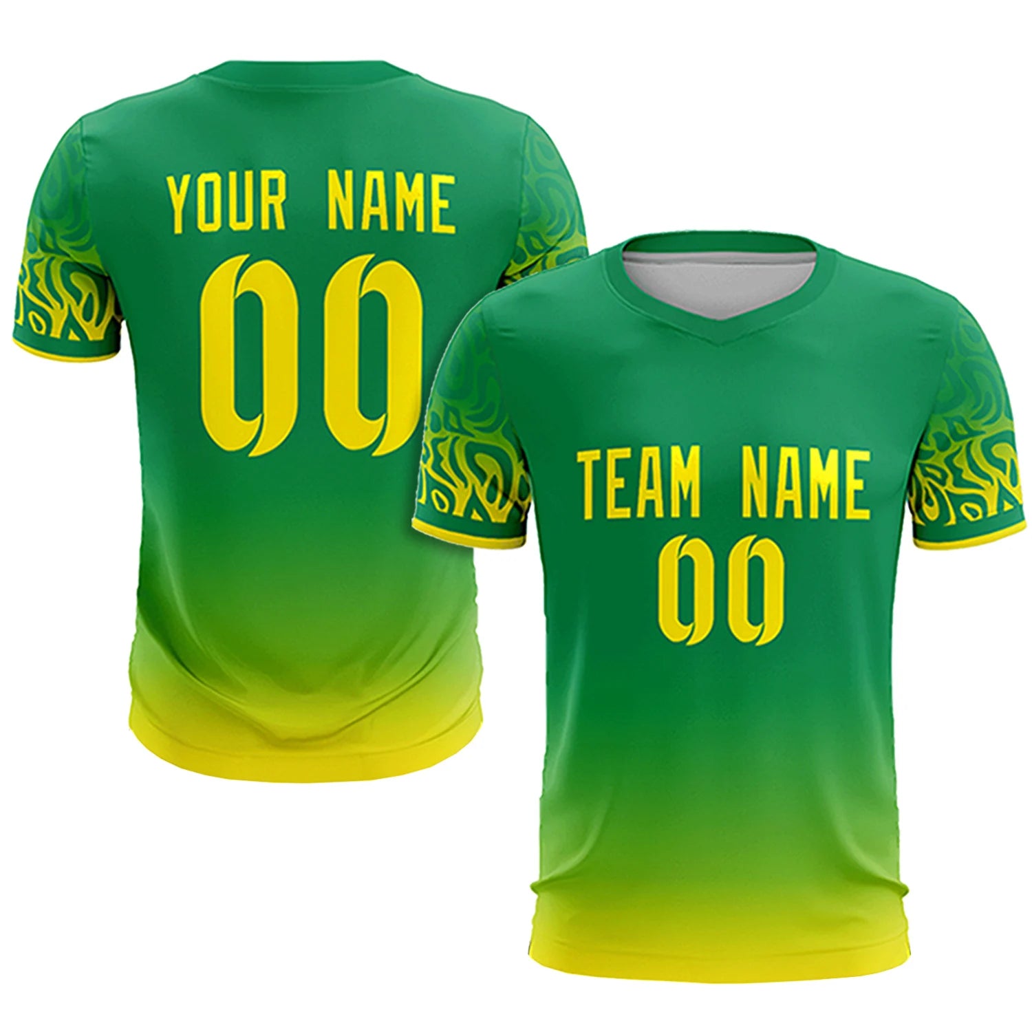 Custom Kelly Green Gold01 Casual Printing Sportswear Soccer Sets Jersey