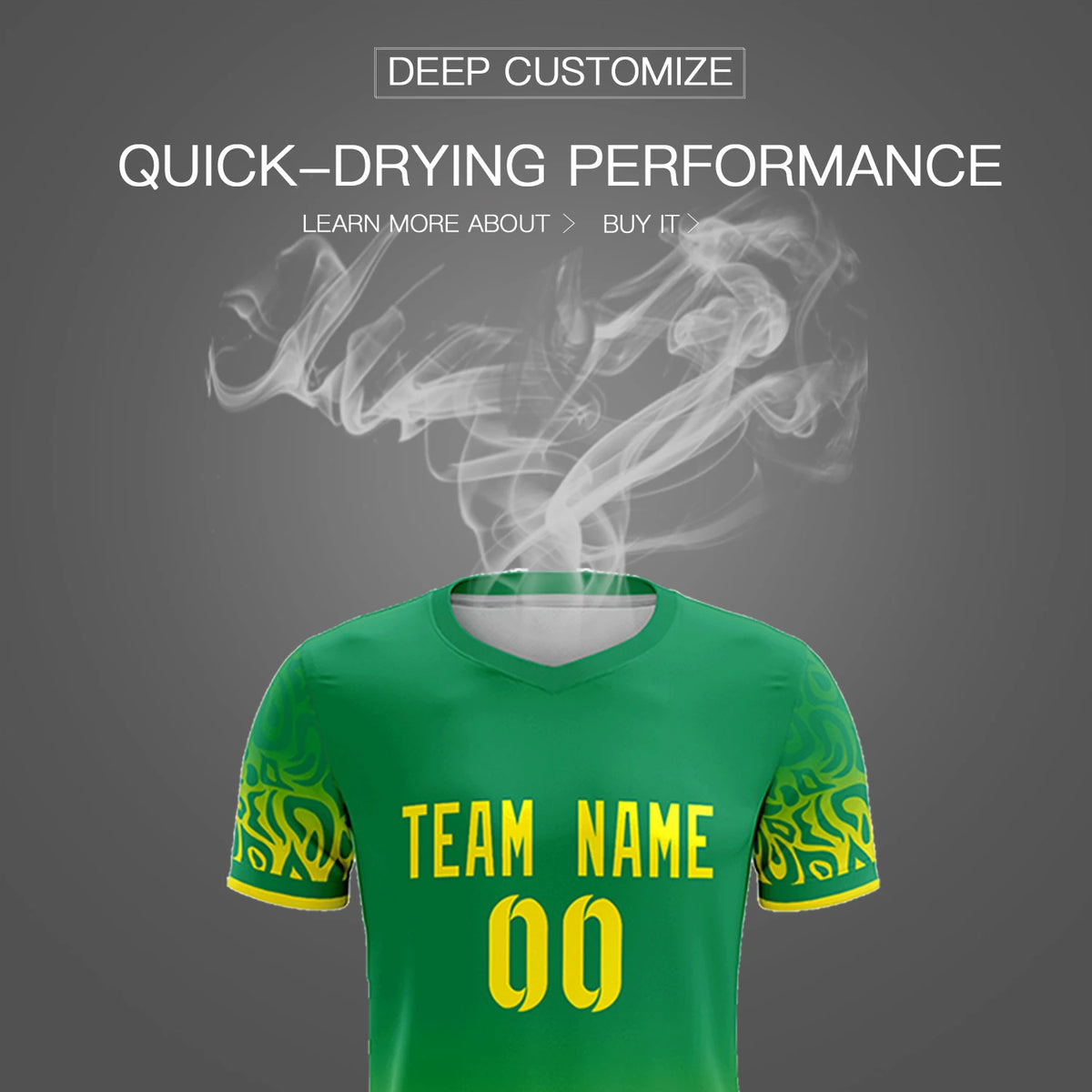 Custom Kelly Green Gold01 Casual Printing Sportswear Soccer Sets Jersey