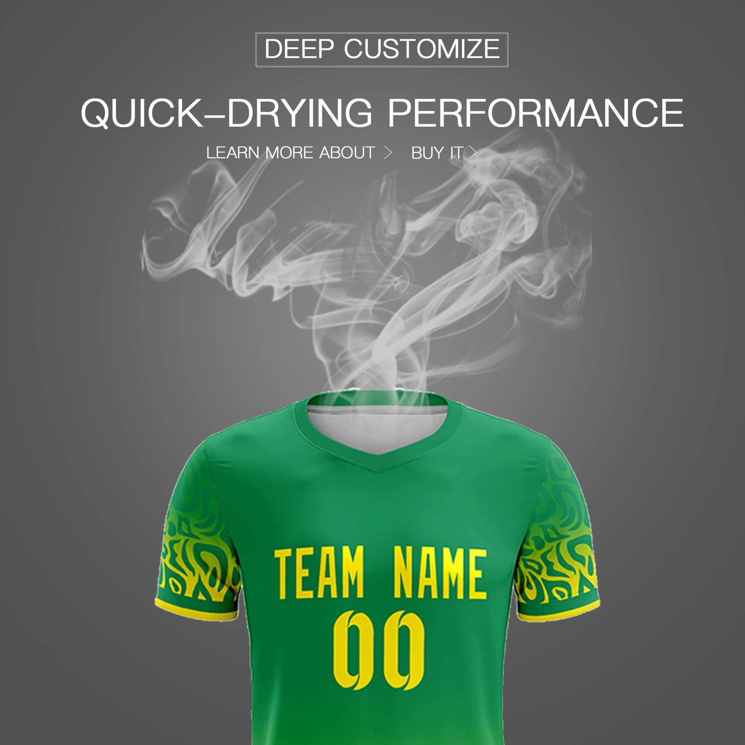 Custom Kelly Green Gold01 Casual Printing Sportswear Soccer Sets Jersey