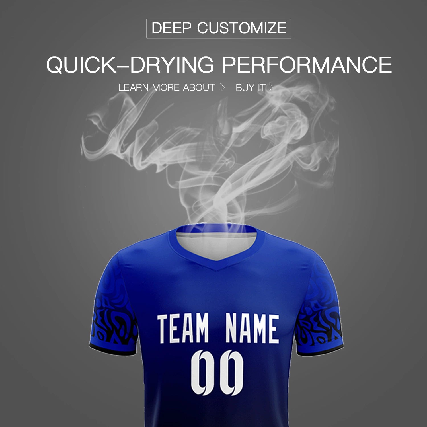 Custom Royal Blue Black Casual Printing Sportswear Soccer Sets Jersey