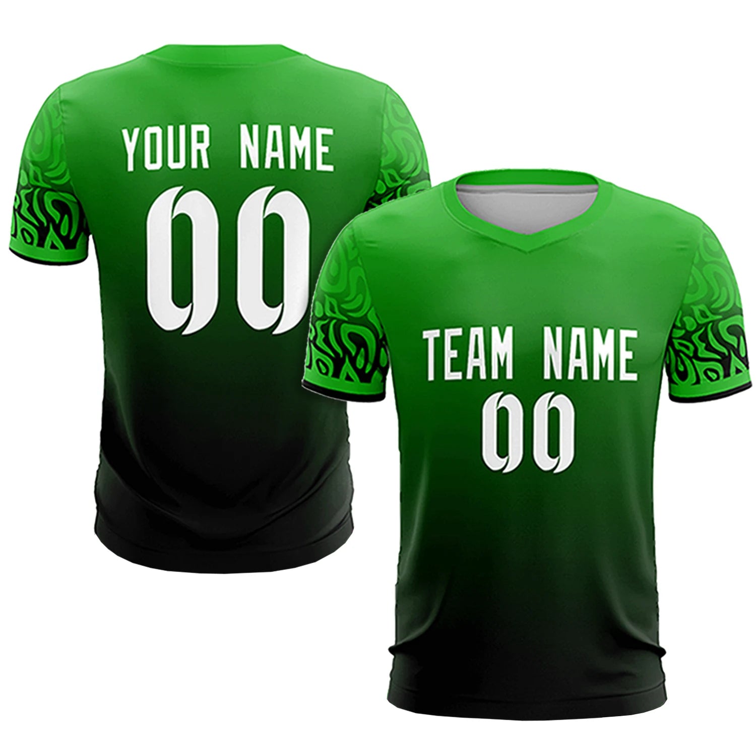 Custom Kelly Green Black Casual Printing Sportswear Soccer Sets Jersey