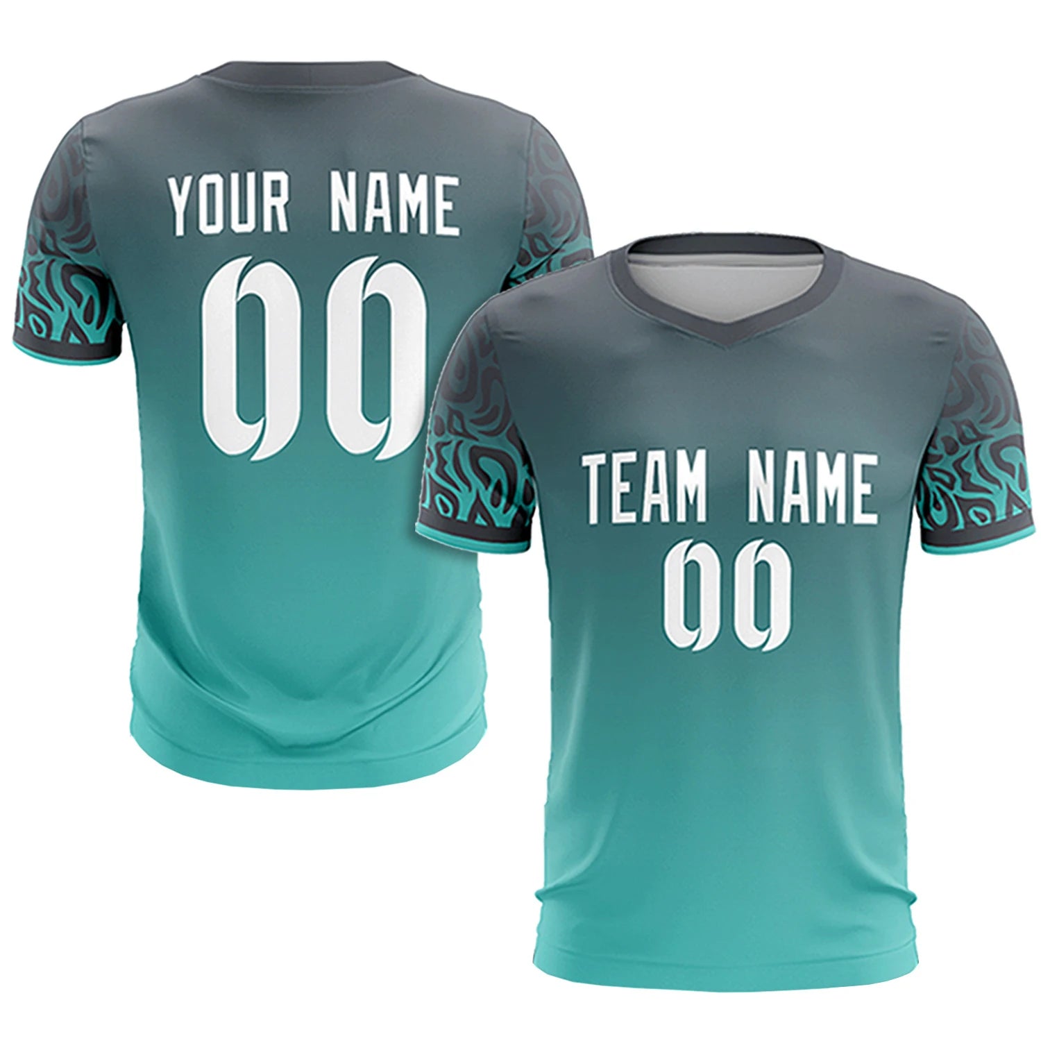 Custom Gray Bright Green Casual Printing Sportswear Soccer Sets Jersey