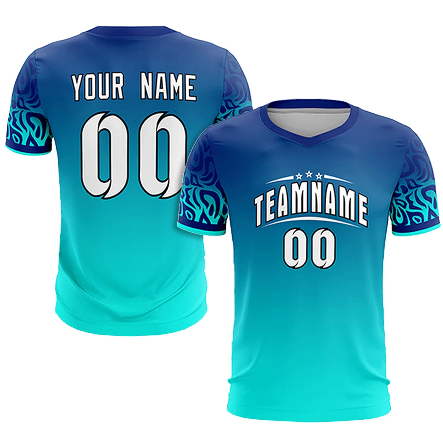 Custom Royal Blue Sky Blue Casual Printing Sportswear Soccer Sets Jersey