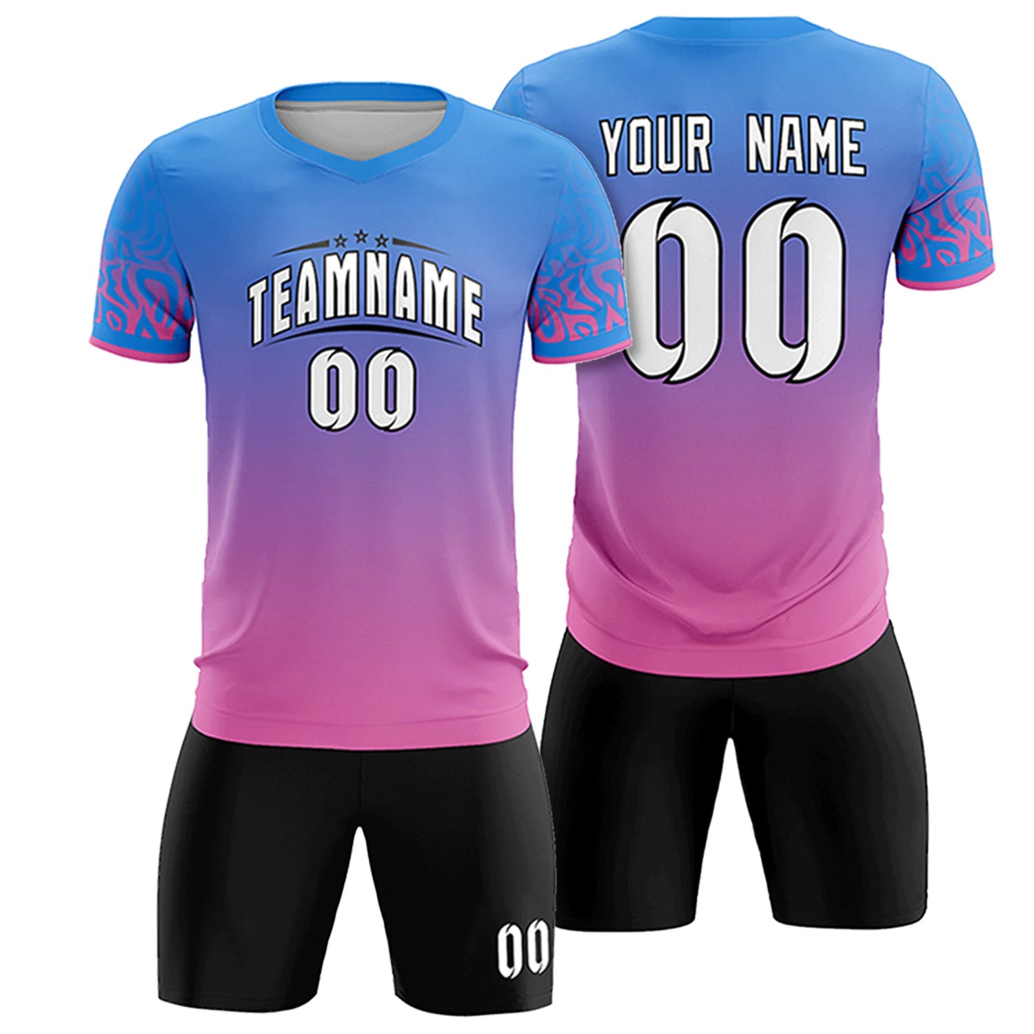 Custom Powder Blue Pink Casual Printing Sportswear Soccer Sets Jersey