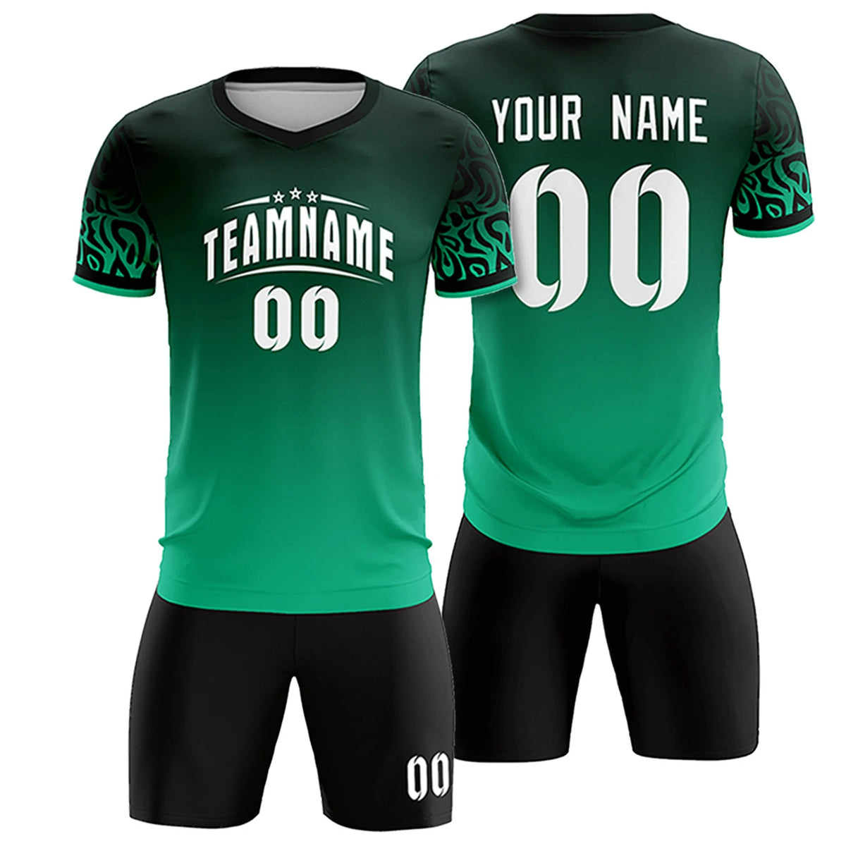 Custom Green Kelly Green Casual Printing Sportswear Soccer Sets Jersey
