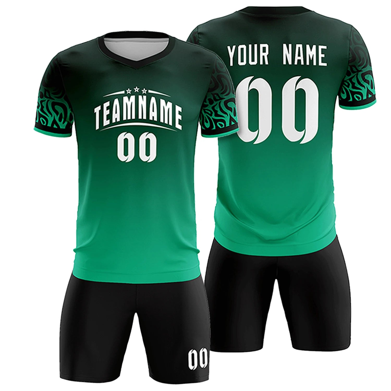 Custom Green Kelly Green Casual Printing Sportswear Soccer Sets Jersey