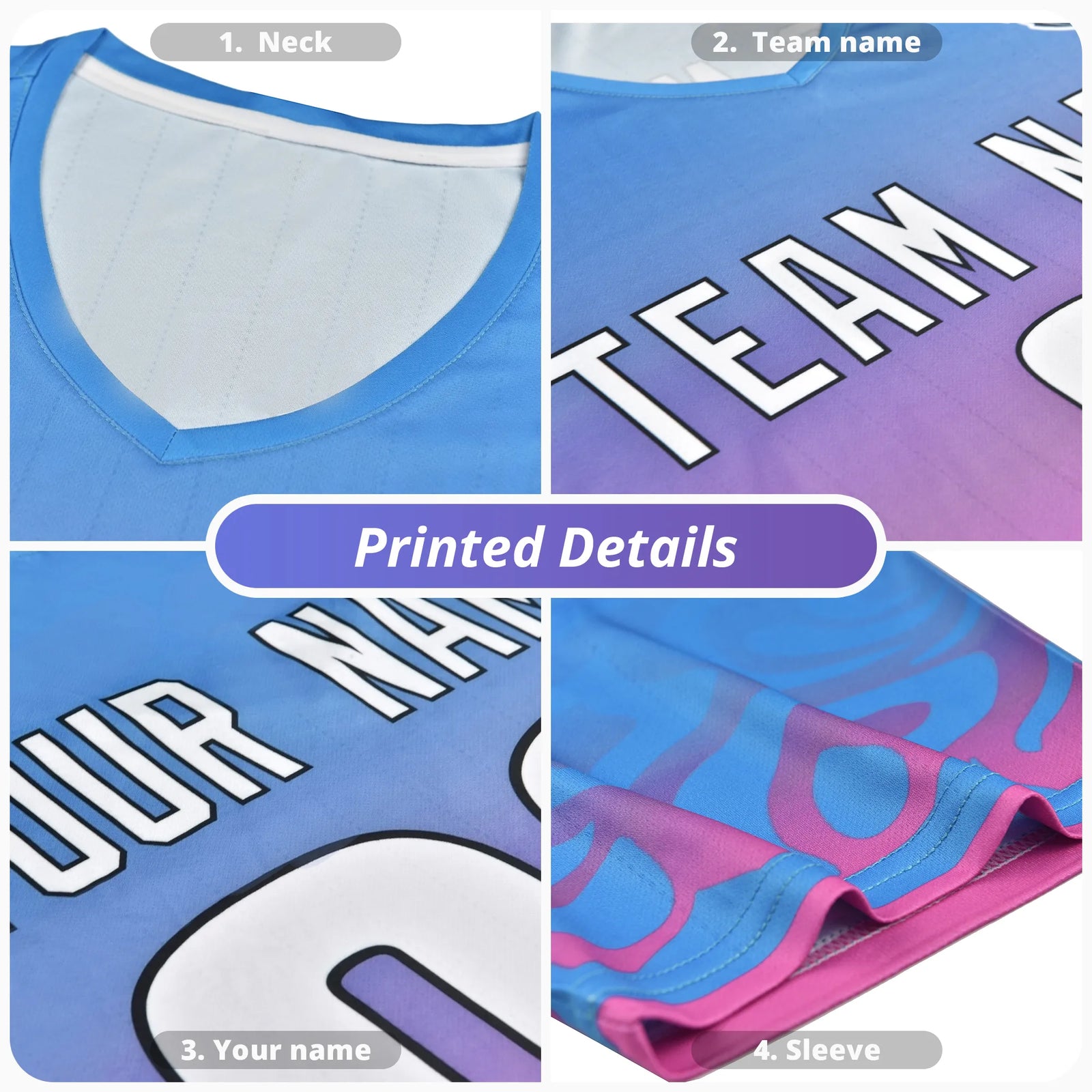 Custom Pink Blue Casual Printing Sportswear Soccer Sets Jersey
