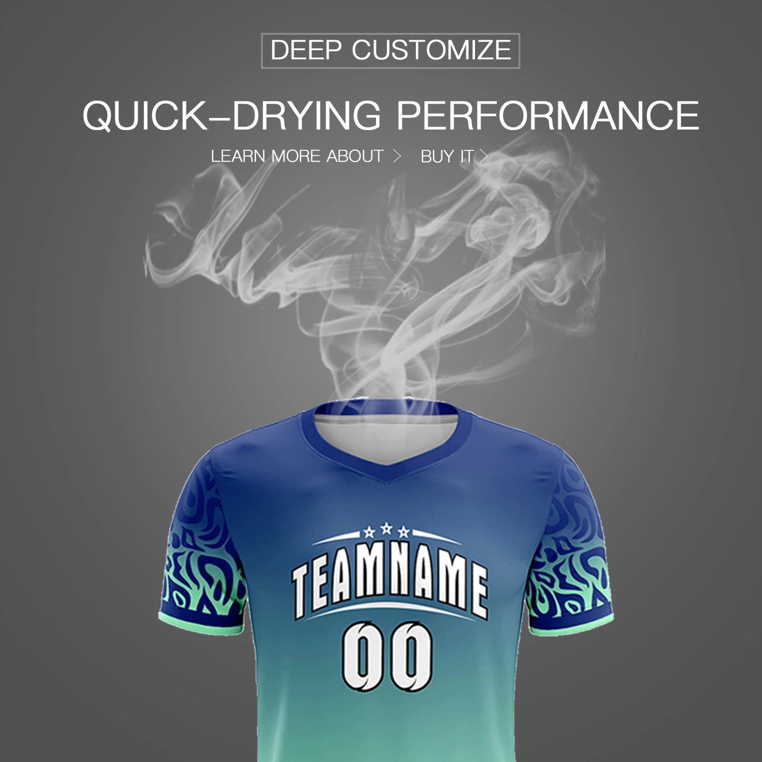 Custom Royal Blue Green Casual Printing Sportswear Soccer Sets Jersey