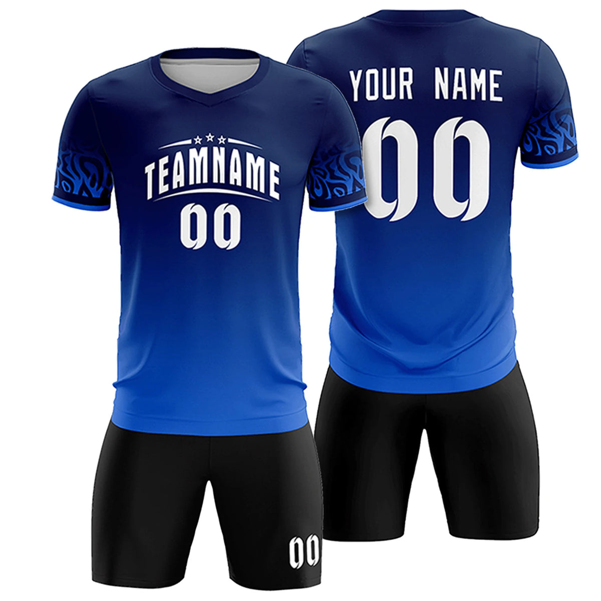 Custom Navy Royal Blue Casual Printing Sportswear Soccer Sets Jersey
